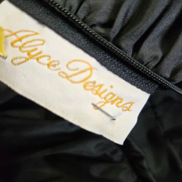 Alyce Designs Vtg 80s Whimsigoth Fairy Ruched Taffeta Sequins Drop Waist Gown 8 - Picture 8 of 12